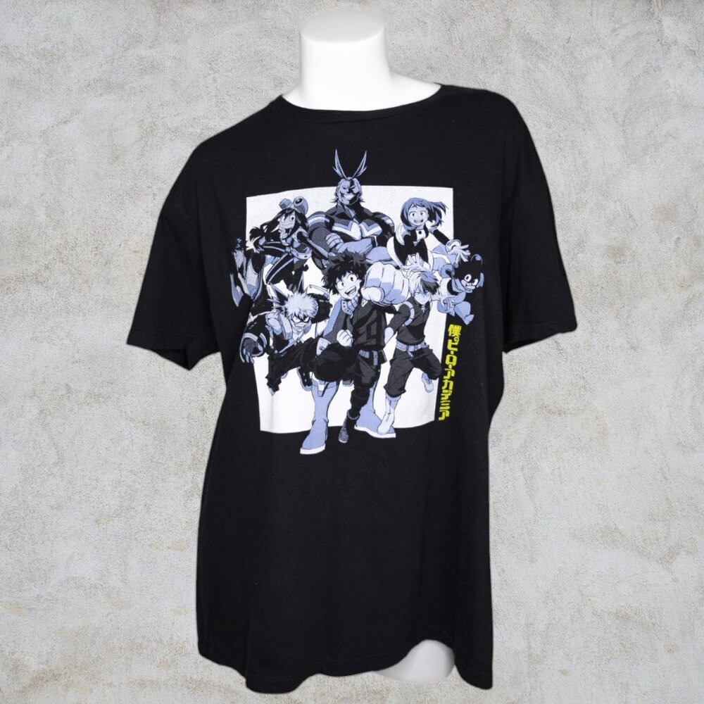 My Hero Academia Anime Black Graphic Tee Mens Oversized XL